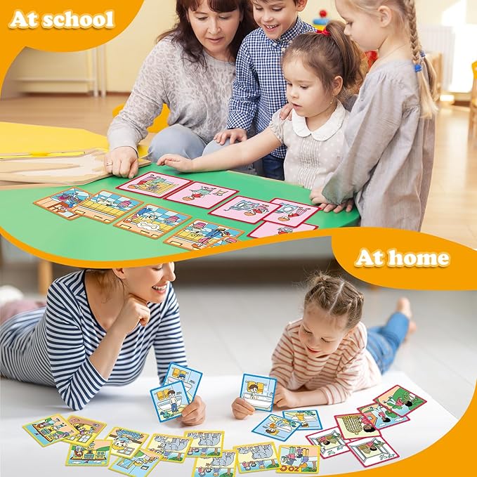 Sequencing Cards,Sequence Board Game for Kids,Speech Therapy Materials Toys for Autism,Story Storytelling,Social Skills,Sentence Building,Preschool Learning Activities,Classroom & Homeschool