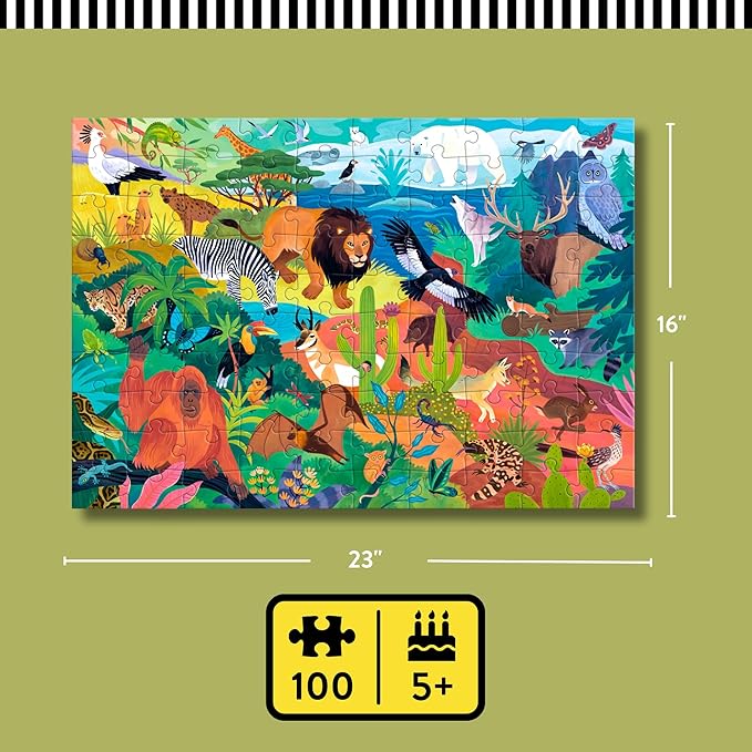 Mudpuppy Animals of The World – 100 Piece Jigsaw Puzzle with Colorful and Fun Illustrations of Animals for Children Ages 5 and Up