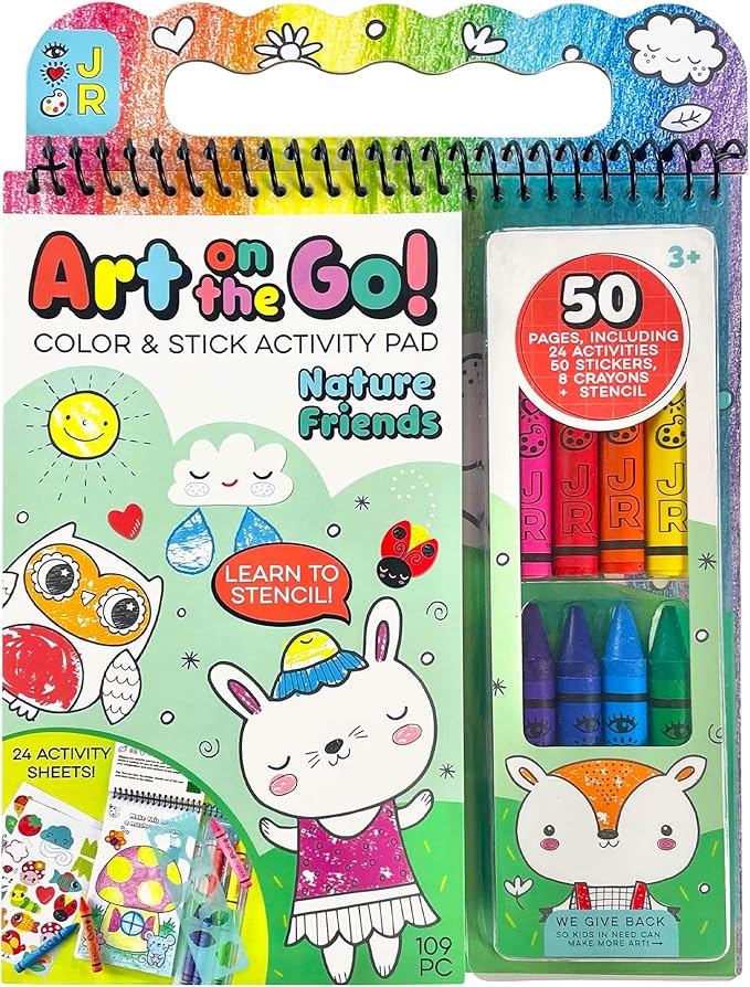 Bright Stripes Art On The Go Nature Theme Travel Kit for Kids Ages 3+ | Travel-Friendly Coloring Set with Crayons, Stickers & Activity Book | Mess-Free Creative Fun for Toddlers and Preschoolers