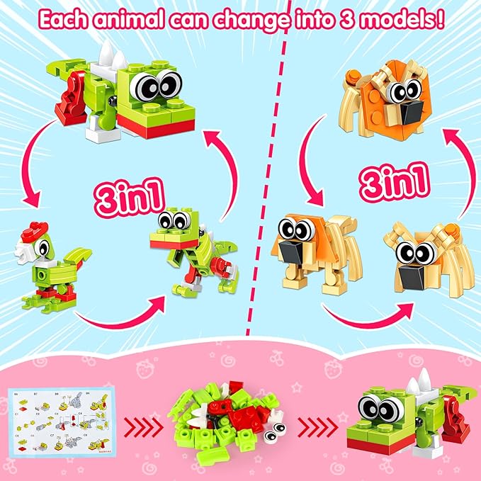 20pcs Animal Mini Building Blocks Party Favor for Kids Return Gifts For Birthday Goodie Bag Stuffer Class Prize Box Toys Small Bulk Pinata Stuffer End of School Year Gift for Student Boy Girl 4-8 8-12