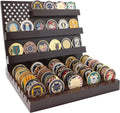 Challenge Coin Display Stand Coin Holder American Flag with Warm Color Holder Wooden Rack Gift for Military Army for Father, Military Coin Holder Display Case