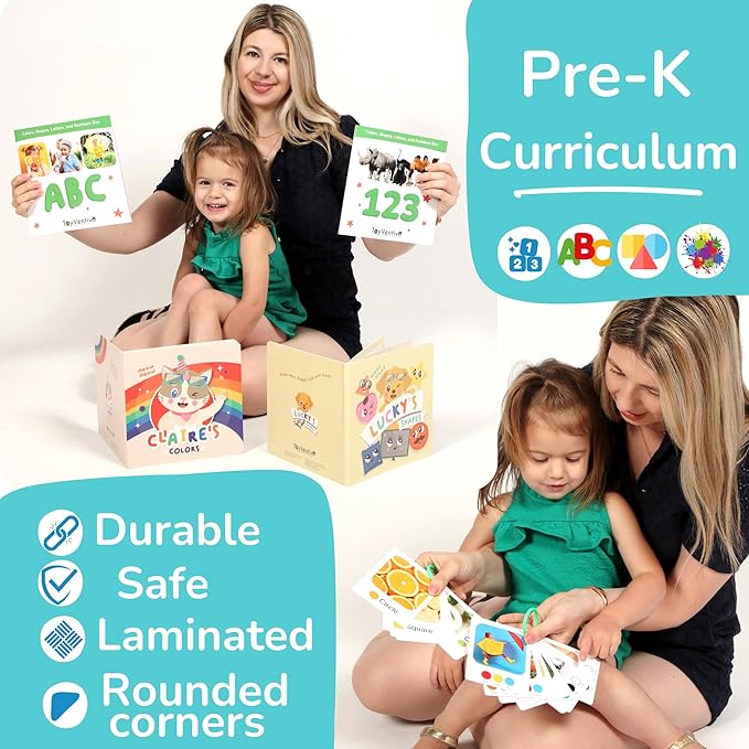 TOYVENTIVE Educational Books, Flash Cards, and Puzzles - Birthday Gifts for 1, 2, 3, and 4 Year Old Boys, Toddler Learning Toys and Activities