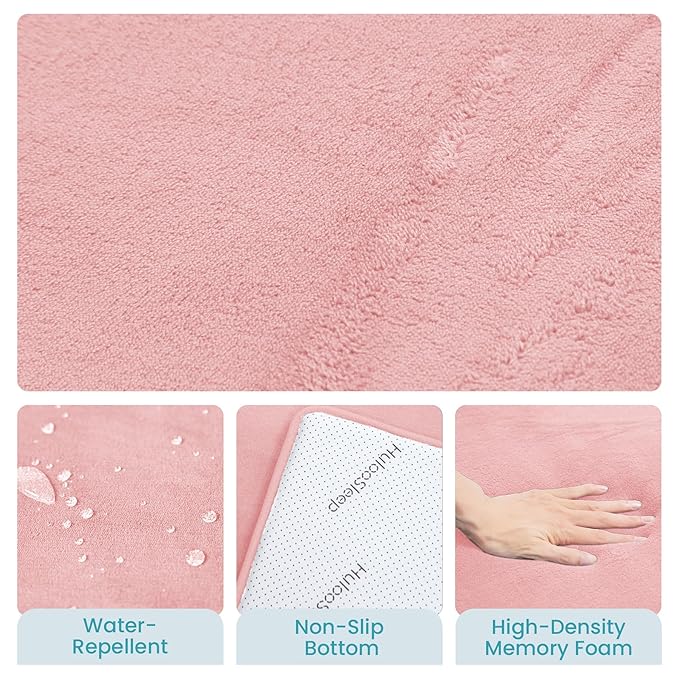 Baby Play Mat for Floor,1.3" Thick Elasti-Foam 50"×74" Playpen Mat for Tummy Time,Water Repellent Soft Coral Velvet for Toddler,Infant,Kids,Non-Slip Backing Safe for Crawling(Pink)