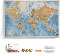 Canvas World Map with Cork Pin Board - English Lettering - Decorative Wall Decoration for All Rooms - Canvas Pictures with World Map Motif (150x100 cm, Pattern 15)