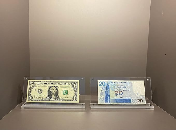 IEEK Acrylic Dollar Bill Frame Currency Holder Clear Paper Money Holders for Collectors Currency Ticket Protector Dollar Bill Display Stand,7.3 x 3.5 Inch,2 Pack