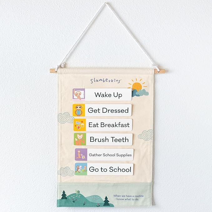 Slumberkins Visual Schedule for Siblings Bundle - Includes 2 Visual Schedules, Sloth Kin, Sloth's Daily Plan & Sloth Starts to Slumber Board Books - Practing Routines & Healthy Boundaries for Kids
