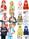 Hungdao 6 Sets Kids Dressing up Costumes, Toddler Dressing up and Pretend for Age 6-10 for Dress up Police,fireman, Doctor,construction Worker, Chef and Explorer