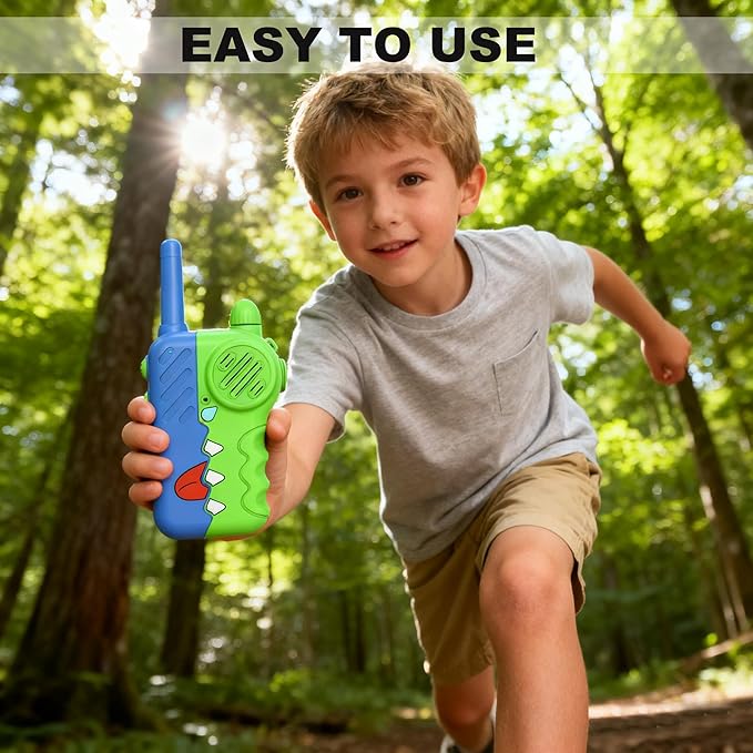 2200m Long Range Kid's Walkie Talkies 2 Pack, Boy's Walkie Talkies Toys, Indoor Outdoor Camping Fun Toys, Built-in Flashlight, Boys Birthday Gifts, Family Games (Green)