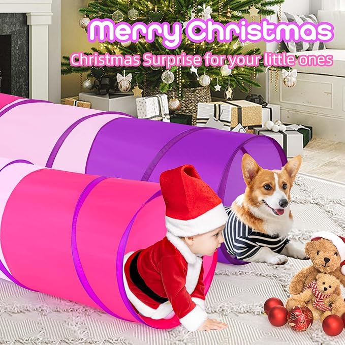 Kids Play Tunnel Tent for Toddler, 6-ft Pop Up Crawl Tunnel Toy for Baby Infant Children or Dog Cat, Collapsible Gift for Boy and Girl Play Tunnel Indoor and Outdoor Game