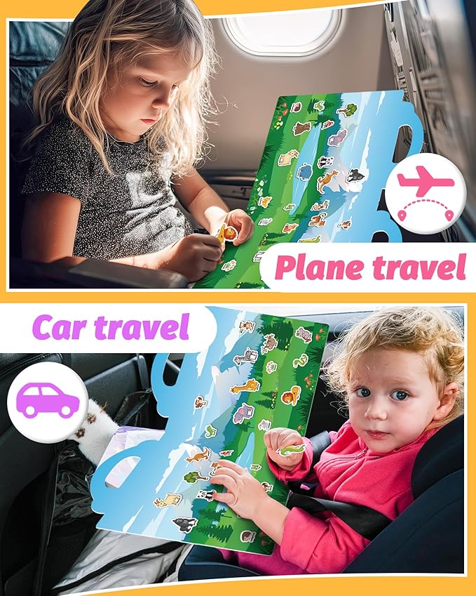 Reusable Sticker Book for Toddlers 2-4 Years, Stickers for Kids, Toddler Craft Activities, Toddler Travel Toys Ages 2+ Boy Girl Birthday Gifts