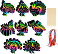 AUGSUN 96Pcs Thanksgiving Fall Crafts, Magic Rainbow Scratch Paper Art Cute Turkey Crafts Activity Gifts Autumn Harvest Thanksgiving Party Favors