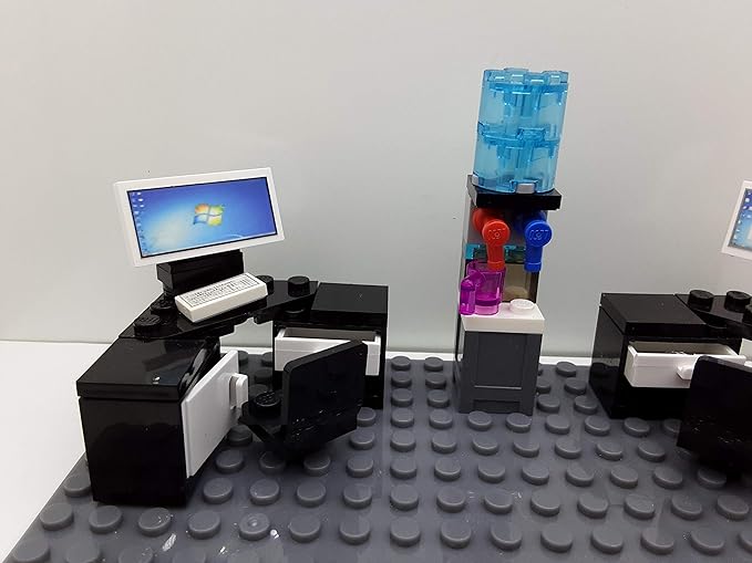 Custom Toys & Hobbies INC Building Bricks Businessman Lawyer Office Setup- Premium Quality Desk Keyboard Computer & Minifigure Holiday Birthday Gift for Kids (Full Office)