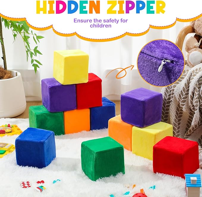 12 Pieces Foam Building Blocks Plush Colorful Foam Stacking Building Blocks Soft Giant Fun Throwing Toys for Birthday Learning Gift