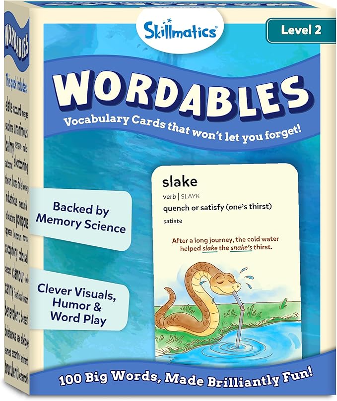 Skillmatics Vocabulary Flash Cards for Kids - Learn 100 Words with Wordplay, Visuals & Soundplay, Christmas Stocking Stuffers, Educational Gifts for Ages 10, 11, 12, & Up, Screen-Free Language Game
