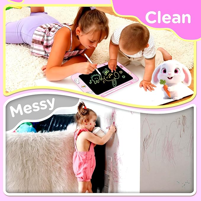 LCD Writing Tablet for Kids, Colorful Screen Drawing Board for 3-7 Year Old Boys & Girls - Educational Toys for Birthday & Christmas (Rabbit)