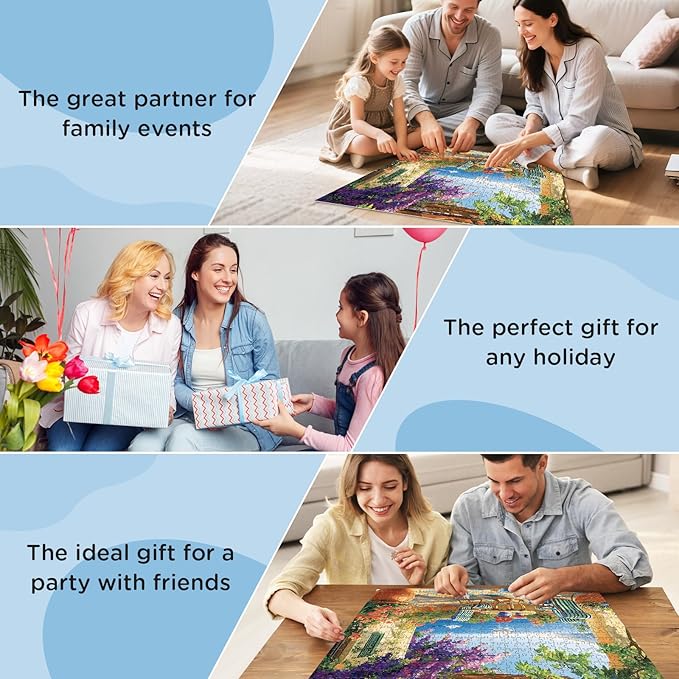 500 Pieces Puzzle for Adults, Beach and Boat Jigsaw Puzzle 500 Piece, Puppy and Colorful Flower 500 Pieces Jigsaw Puzzle, Challenging Game Home Decor Toy for Adults Kids Seniors 20.5 * 15 in