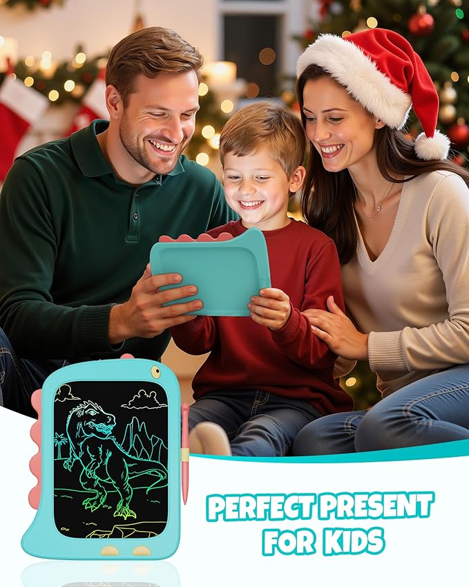 Kikapabi LCD Writing Tablet, Dinosaur Toys Gifts for Boys Age 3 4 5 6 7 Year Old, 8.5inch Colorful Doodle Board Pad for Kids, Birthday Christmas Gift Toddler Toy Age 3-7 Portable Travel Drawing Blue