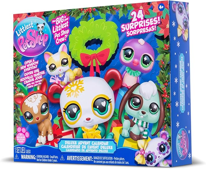 Littlest Pet Shop - Deluxe Holiday Calendar - Series 4 Advent Calendar -Gen 7 Authentic LPS Bobble Head Toy Figure, Collectible Toy Animal, Ages 4+
