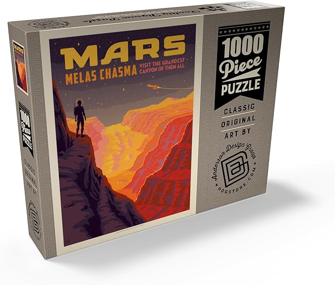 MyPuzzle Mars: Melas Chasma, Vintage Poster - Premium 1000 Piece Jigsaw Puzzle for Adults