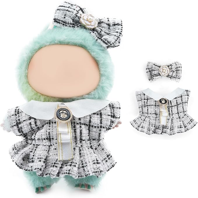 17cm Doll Clothes Set-Adorable Outfits for Dolls-Stylish Accessaries Clothes Dress-Up-Replaceable Clothing Collections, Includes Hat, Top, Skirt(White-Style B)