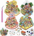 DIY 3D House Stickers, 4 Sets Fun DIY Stickers Scene Make Your Own Mini House Cute Cartoon Animal Scene Stickers for Kids Adult Sticker Art Relief Stress Pass The Time