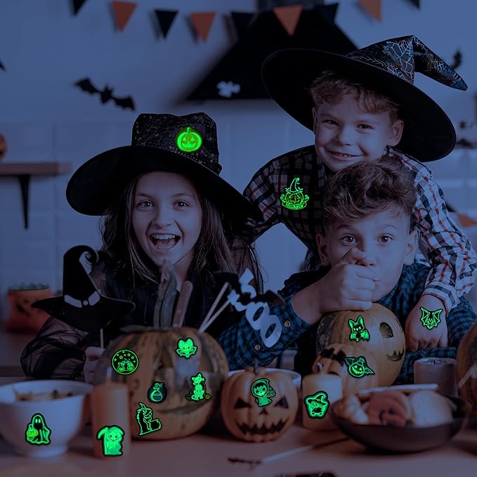 70 Pcs Glow in The Dark Neon Halloween Stickers for Kids, Waterproof Decor for Water Bottle, Vinyl Laptop Decals for Teens Girls Boys, Students Classroom Prizes
