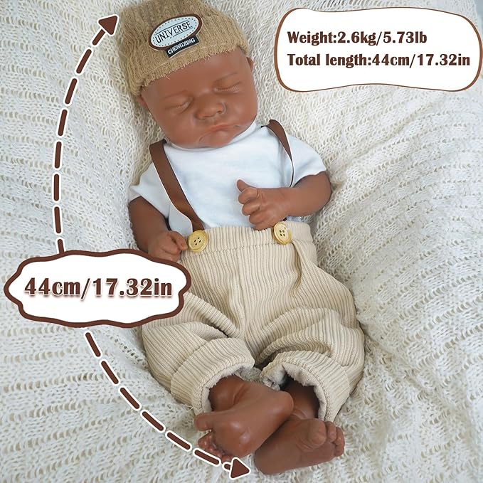 Boy 17.5 Inch, Full Silicone Baby Doll, Realistic Baby Dolls, Realistic Veins & Sleeping Pose, Not Vinyl, Reborn Baby Dolls Silicone Full Body, Gift Set
