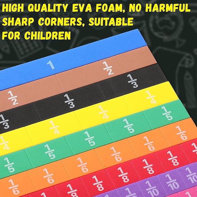 15 Sets Fraction Tiles Fraction Manipulatives for Preschool Elementary School Educational Math Learning Manipulatives for Teacher Bulk with Storage Box