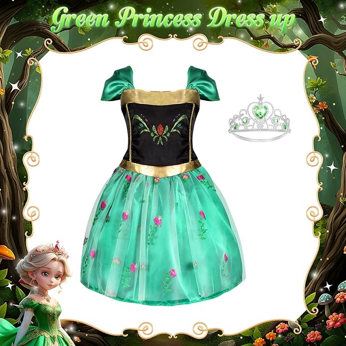 VGOFUN Princess Dress Up Clothes for Little Girls - Princess Dresses for Girls with Princess Toys Dress Up Costume Pretend Play Outfit Toddler Girls Gifts for Christmas Birthday Halloween Aged 3-6