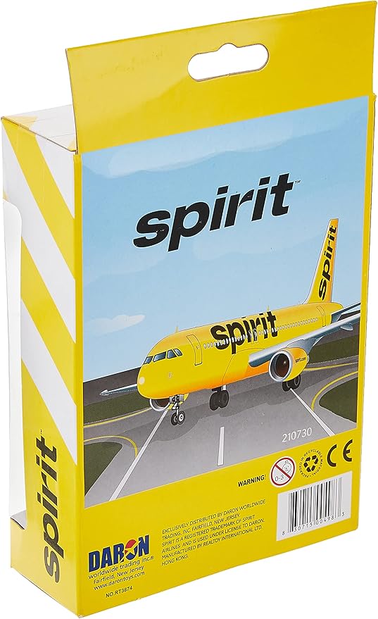 Daron Toy Airplane – Spirit Airlines – Die-Cast Metal Model Airplane Toy with Plastic Parts for Kids Ages 3+