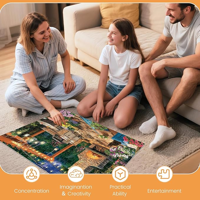 500 Piece Puzzles for Adults, Cozy Flowers Garden Patio with Fireplace Jigsaw Puzzle, Fun and Challenging Puzzle for Family Time, Relaxing Gift for Adults, Kids, Seniors, 20.5 x 15 in