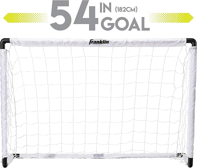 Franklin Sports Kids Soccer Goal Set - Portable Backyard Youth Soccer Goals - 2 Mini Soccer Goals with Ground Stakes - 54" x 36",Black