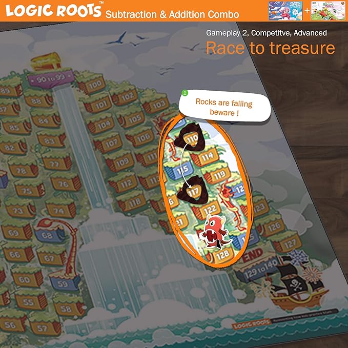 Addition and Subtraction Games - Pack of 2, Cloud Hoppers & Mountain Raiders, Math Board Games and STEM Toys for 7 Year and Up, Gift for Kids (Girls & Boys), Homeschoolers, Grade 1 & Up