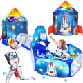 3PC Ball Pits for Toddlers with Kids Play Tent and Kids Tunnel for Boys & Girls, Baby Pop Up Playhouse Toy for Indoor/Outdoor Games, Astronaut Ships Birthday Gifts for Years Old