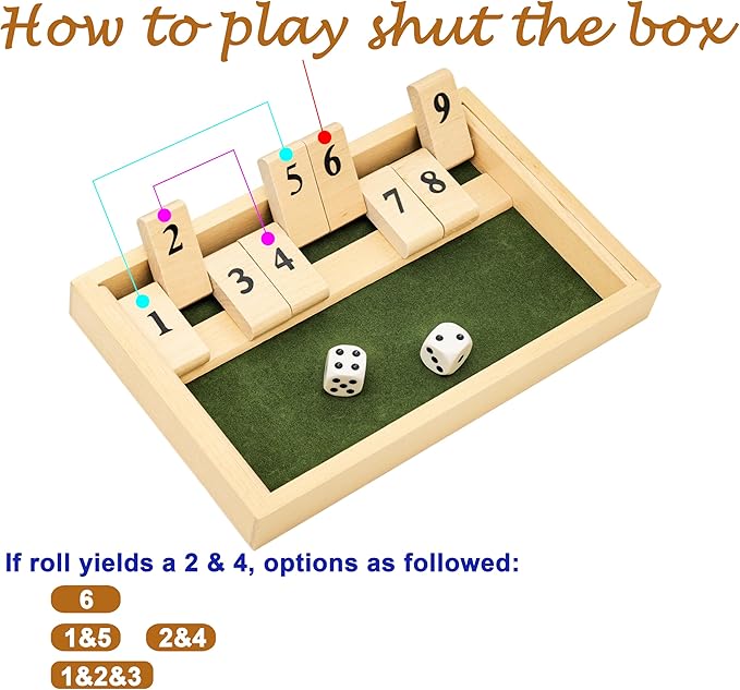 Alzheimers Products for Elderly, 9 Numbers Memory Games for Dementia Patients Seniors, Wooden Shut The Box Dementia Products for Elderly, Fidget Sensory Busy Board Gadgets Gifts Activities