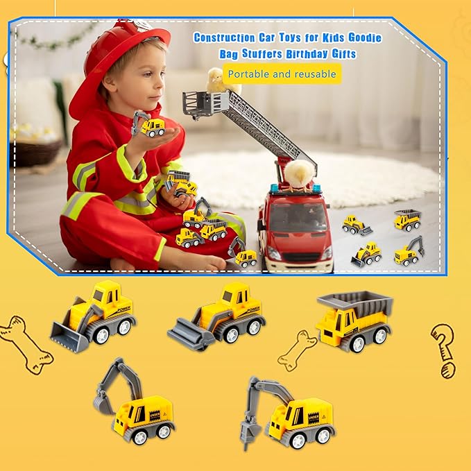 40 Pieces Mini Construction Vehicles Bulk Pull Back Trucks Engineering Toys for Kids Construction Party Favors