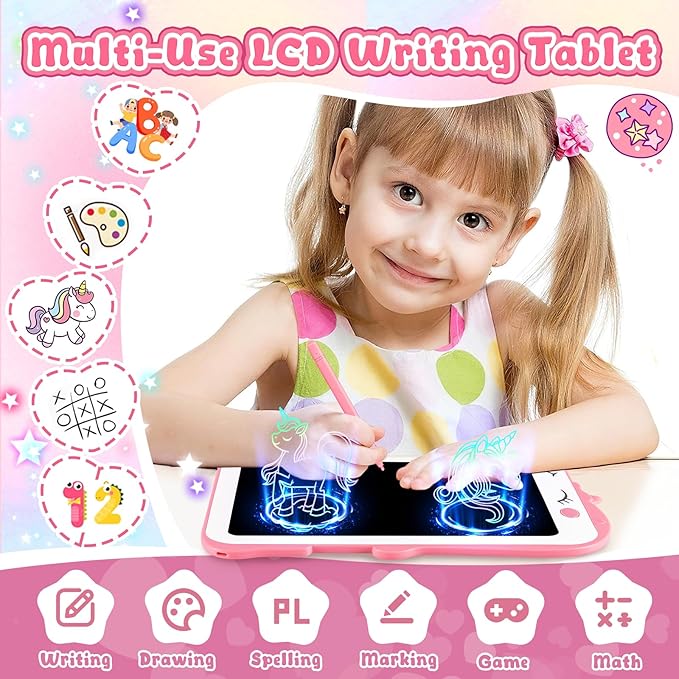 LCD Writing Tablet for Kids, Unicorn Girl Toys, Toddlers Toys Drawing Board, Educational Doodle Pad Kid Toys for 2 3 4 5 6 7 8 Year Old Girls Boys Easter Birthday Party Xmas Gift, 8.5inch