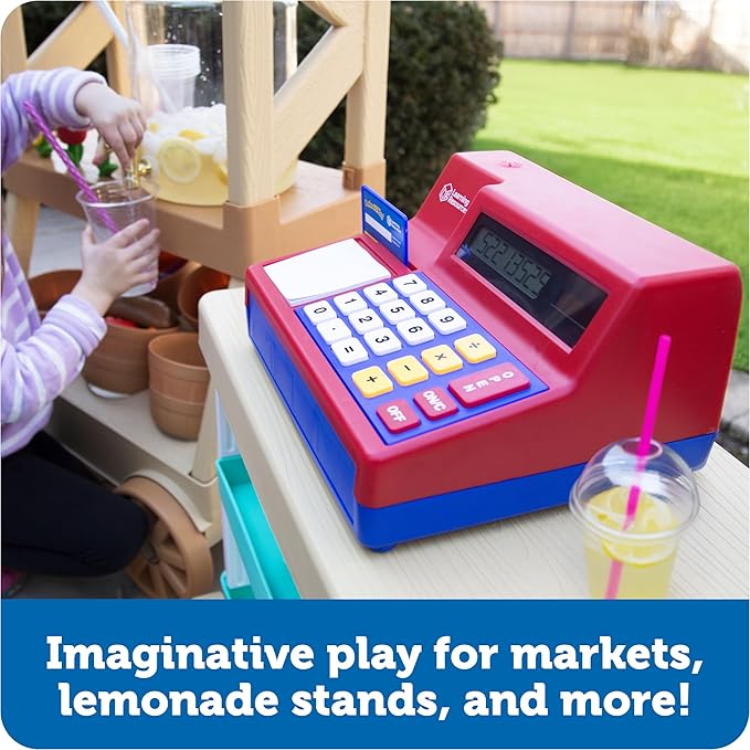 Learning Resources Pretend & Play Calculator Cash Register Toy - Gift for Kids, Toddler Toys, Play Money & Credit Card, Shopping Store Playset, Educational Preschool Activities