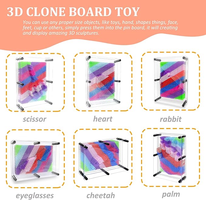 MICKYU Rainbow 3D Pin Art Impression Toy Fidget Sensory Toys for Kids with Autism
