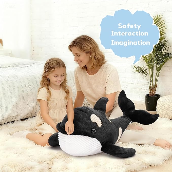 MorisMos 31.5Inch Orca Stuffed Animal, Soft Killer Whale Shark Plush Toy Orca Whale Plush Sea Animal Fish Doll for Kid