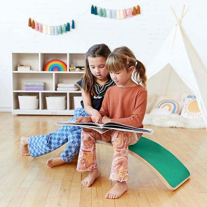 ECR4Kids Balance Board with Felt Base, Montessori Toy, Green