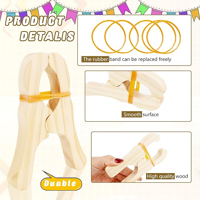 16 Pcs Wooden Play Clips for Kids Fort Building Clips Wood Play Clips Wooden Fort Clips Game Silk Clips for Child Blankets Silk Construction School Playground Building Games