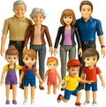 Dollhouse People, Bendable Dollhouse Family Set – 9 Poseable Figures Including Grandpa, Grandma, Mom, Dad, Sister, Brother, Cousins, and a Baby Girl – Perfect for Dollhouse Play and Imaginative Fun