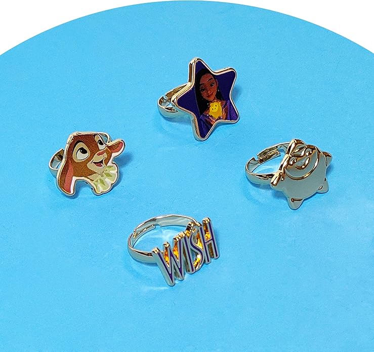 LUV HER Kids Jewelry: 4-Piece Adjustable Rings for Girls, Ring Sets with metal charm Fashion Girls Jewelry Ages 4+