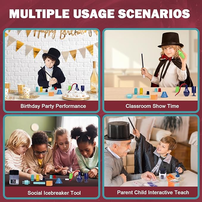 Magic Kit for Kids 28 in 1 Magic Tricks Set Age 6-8 to Perform with Step-by-Step Video Instructions for Each Trick from Professional Ages 6+