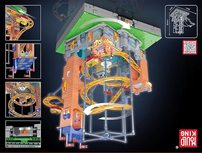 Mould King Roller Coaster Building Block Set, 2584+ Pcs Castle Theme Amusement Park Model Kit with Motors, STEM Construction Rollercoaster Building Set, Home Decoration Gift for Teen Adult