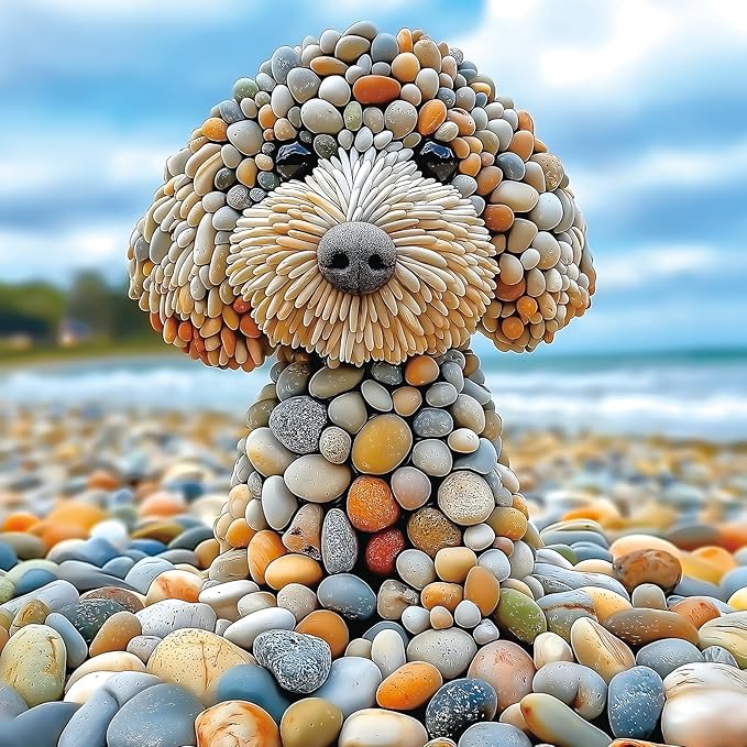 500 Piece Jigsaw Puzzles for Adults - Beach Stone Dog Animal Art Puzzle for Adults Challenging Fun Family Includes Poster & Dust-Free Pieces for Puzzle Lovers Premium （23"x15"）