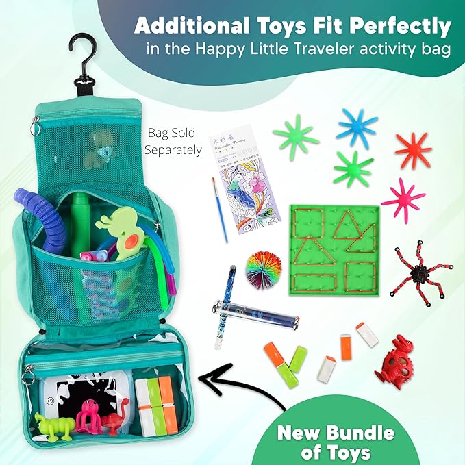 Travel Essentials for Kids – Bundle of Various Toys and Activities for Airplanes, Road Trips or Quiet Time – Sensory Toys and Travel Games for Boys & Girls -Toys ONLY- (Red)