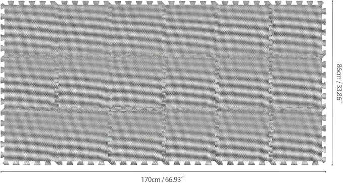 qqpp EVA Rubber 18 Tiles Interlocking Puzzle Foam Floor Mats - Baby Play Mat for Playing | Exercise Mat for Home Workout. Gray. QC-Lb18N