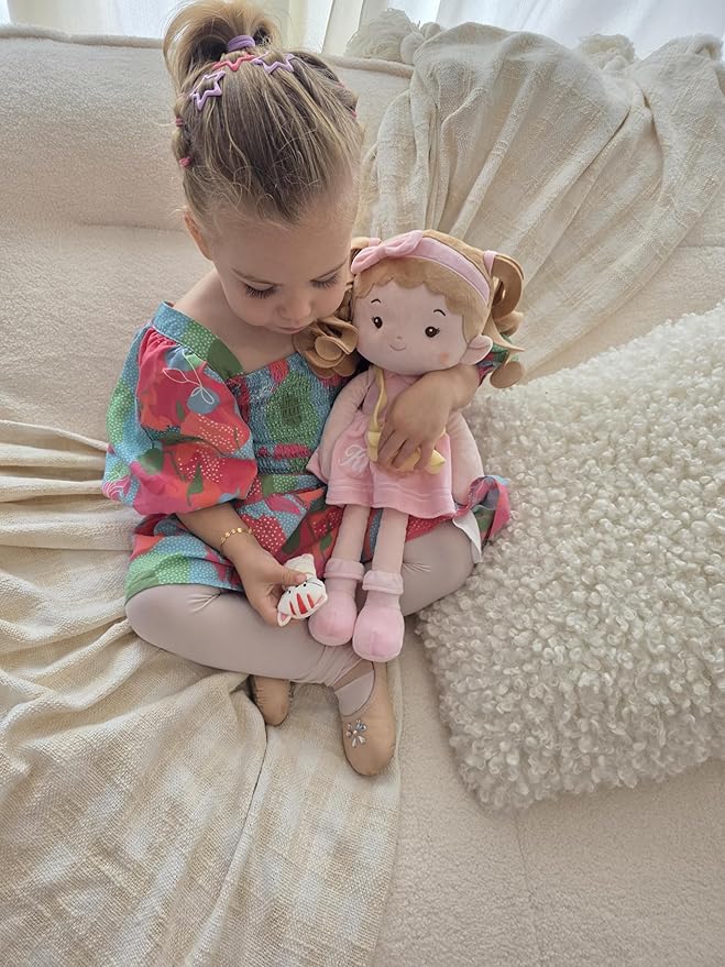 LeyaDoll Personalized Soft Baby Doll Toys (16''), My First Baby Rag Doll for 1 Year-Old Girl Birthday Gift, Christmas Plush Toys Gift for Toddler Kids Infants-Daydream-Mia-and-Her-Pet-Cat